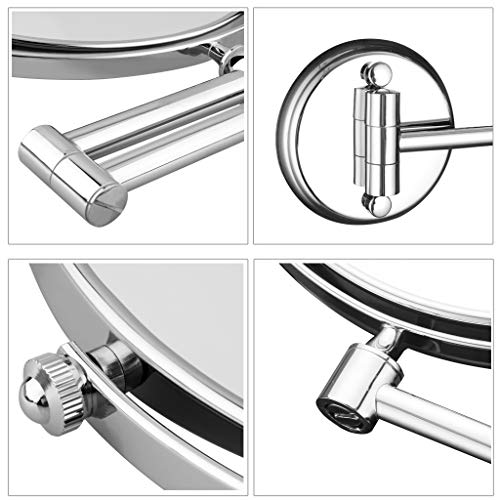 Lonffery 8 Inch Wall Mounted Makeup Mirror, 1×/3× Magnification Mirror for Bathroom, Chrome