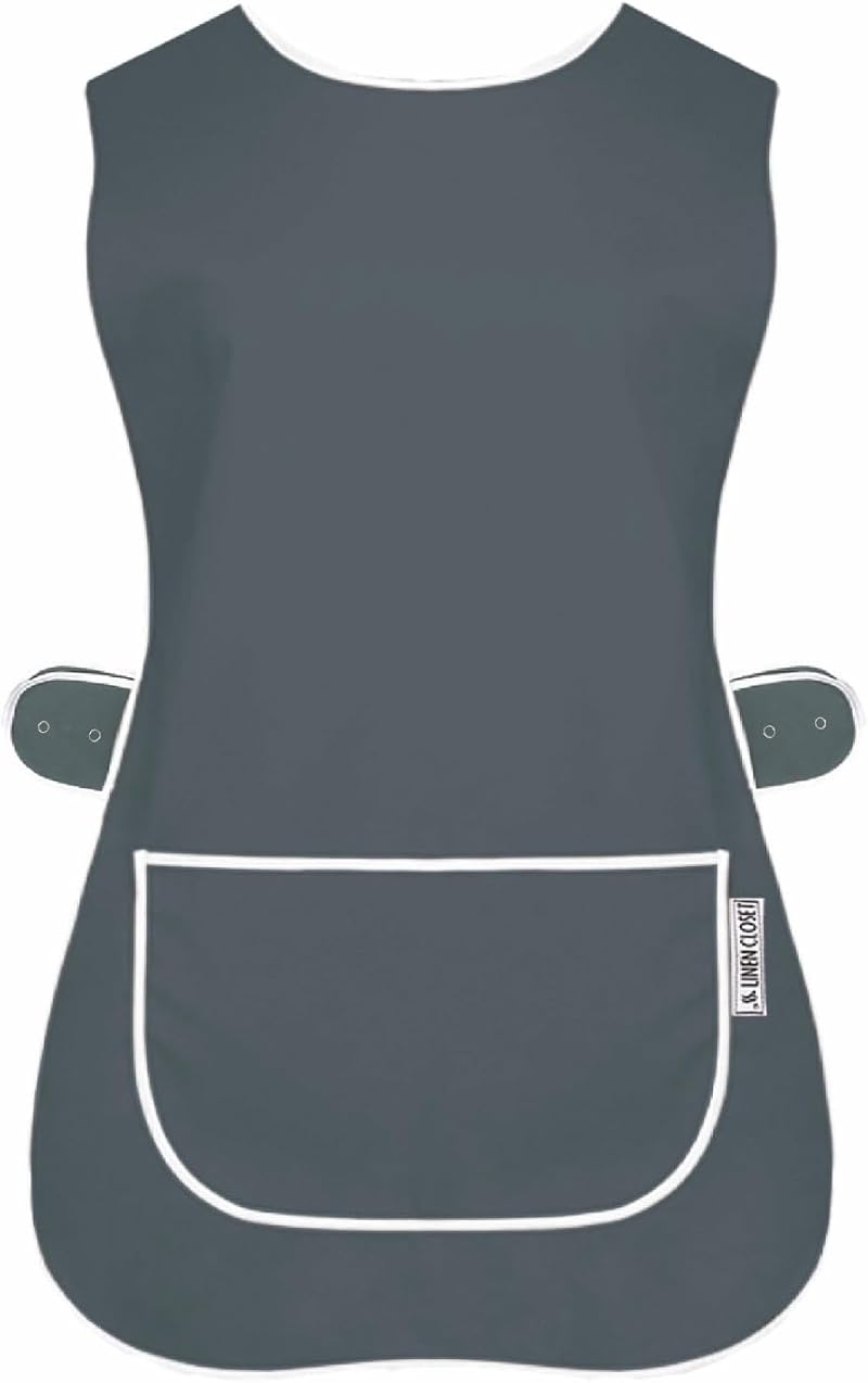 LINEN CLOSET Unisex Tabard Aprons with Pockets for Kitchen Cleaning