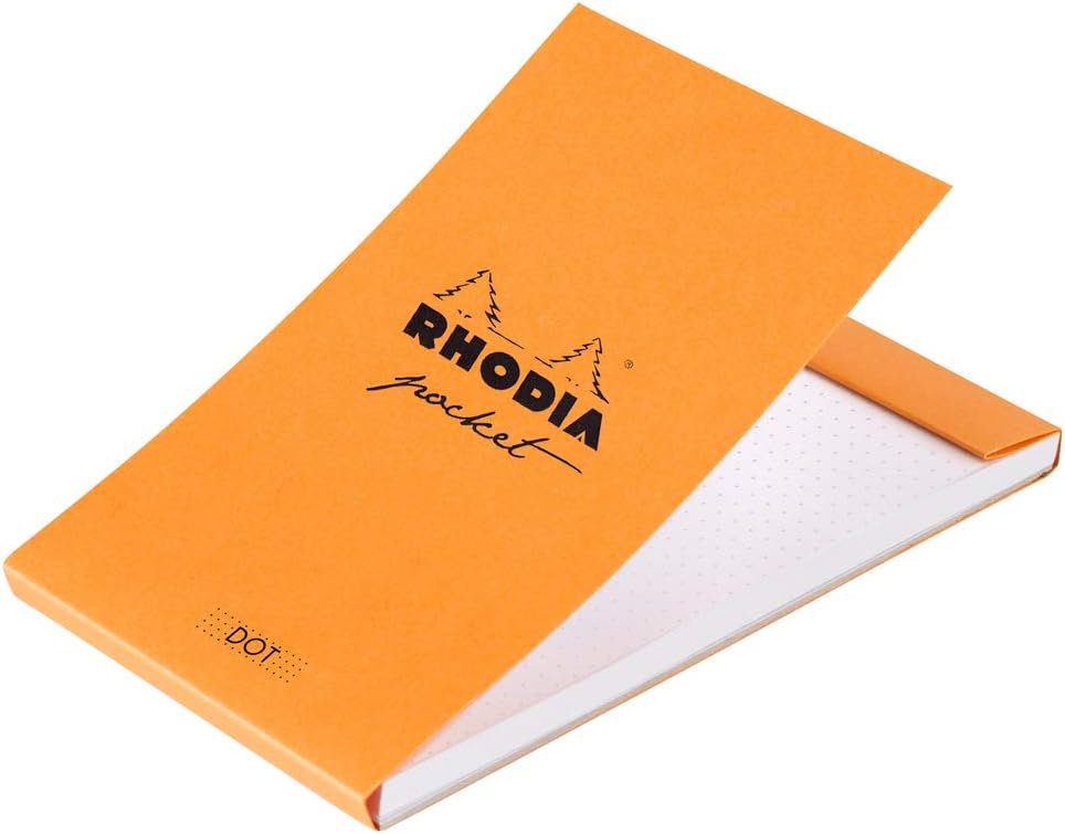 RHODIA 8550C, Pocket Stapled Notepad Black or Orange, 7.5 x 12 cm, Dotted Dot, 40 Detachable Sheets, 80G Clairefontaine Paper - Image 4