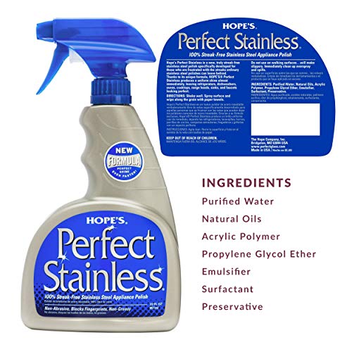 Hope's Perfect Stainless Steel Cleaner Streak-Free Self-Polishing Formula, Blocks Fingerprints, Pack of 6, 22 Ounce, 132 Fl Oz