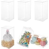 BENECREAT 20PCS 2.7x2.7x5.5 Inch Rectangle Clear Plastic Favor Boxes Gift Boxes for Wedding Birthday Party Cookies Chocolate, Home Decoration