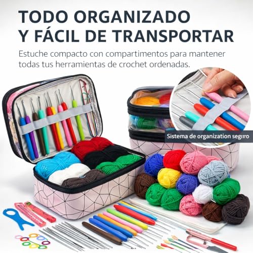 Crochet Kit Beginners Crochet Kit 105 Pieces- Adult Crafts Crochet Kit Beginners Premium - Includes 18 Balls of Yarns, Crochet Needles, Markers, Crochet Yarn, Scissors...