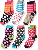Jefferies Socks Girls' Little Girls' Dots/Hearts/Stripes Fashion Crew socks 6 Pairs Pack