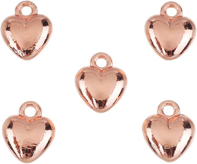 Angel Malone ® 5 pcs of Designer Quality Puff Hearts 12mm Jewellery Making Pendants Charms Beads & Findings - UK SELLER (PC05)