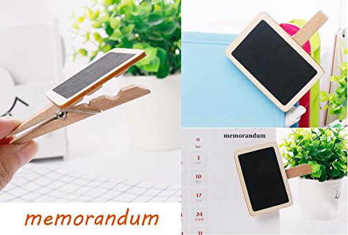 Dedoot 100pcs Mini Rectangle Chalkboard Decorative Wooden Chalk Board Clip, Message Chalk Board Signs Labels Clips for Wedding Kitchen Party Decor Note Taking - Thumbnail 5