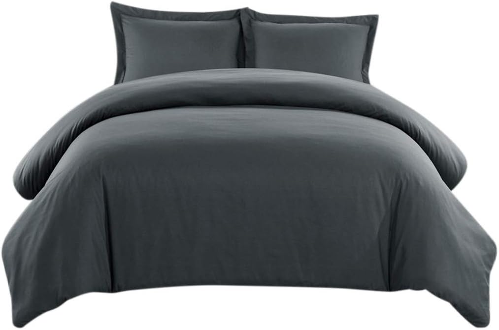 TOPBIGGER Bedding Duvet Cover 3 Piece Set–Hotel Collection Luxury Soft Solid Duvet Cover with 2 Pillowcase, King
