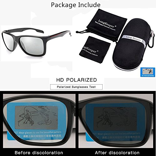 Photochromic Sunglasses Men Women HD Polarized Sports Cycling Glasses By Long Keeper (Grey) - Thumbnail 4