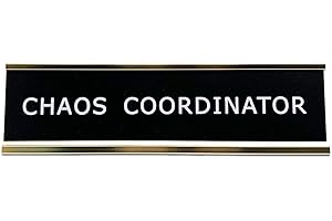 ICOMECN Chaos Coordinator Novelty Funny Desk Plate Sign 2" × 8" (Black Plate with Gold Holder)