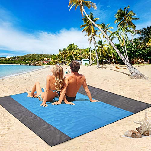 HEHUI Sand Free Beach Blanket, Extra Large Sand Free Beach Mat 82"x79