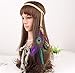 ZWZCYZ Women Girl Indian Vintage Boho Gorgeous Peacock Jade Purple Brown Feathers Hair Band Suede Braided Headband Tie