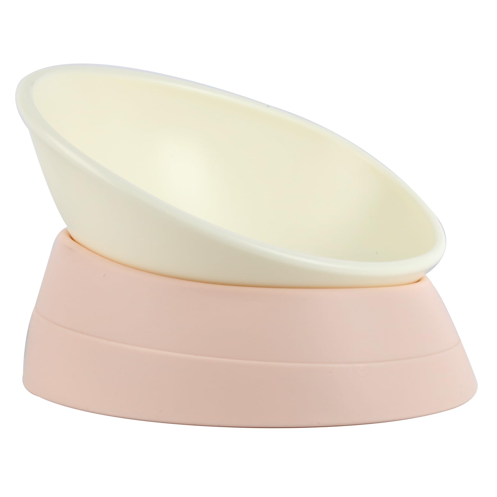 Bulldog Bowl Anti-Slip Dog Cat Dish Detachable Rubber Dog Bowl Pet Sterile Tilted Pet Feeder Slope (Lightpink, 2 Cup）