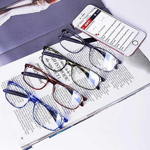 DOOViC Computer Reading Glasses 4 Pack Blue Light Blocking Glasses Anti