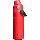 STANLEY IceFlow Fast Flow Bottle, 24 oz, Chili Black | Angled Spout Lid | Lightweight and Leakproof for Travel and Sports | Easy Carry Handle | Insulated Stainless Steel | BPA-Free