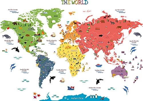 Homeevolution 子供用教育的取り外し可能世界地図 剥がして貼るだけ 大きな壁デカールステッカー 子供部屋 寝室 リビングルーム B07d77ht6l 3 550円