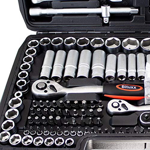 BITUXX® Werkzeugkoffer 215 tlg Werkzeug Knarrenkasten Ratschenkasten Nusskasten Stecknuss Adapter Umfangreiches Set mit… – Bild 5
