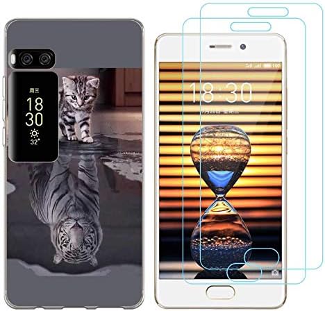 crisant Meizu Pro 7 Case Cat change tiger Premium Soft Silicone Gel TPU Protective Back Cover for Meizu Pro 7 (5,2 Inch) With Two Tempered Glass Screen Protector