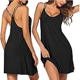 Ekouaer Women's V Neck Sleeveless Nightgown