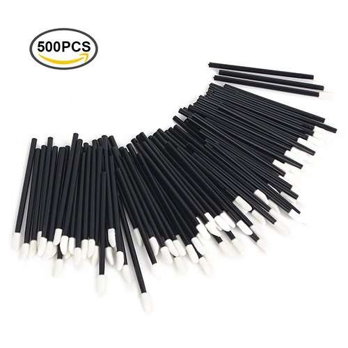 G2PLUS Disposable Lip Brushes Lipstick Gloss Wands Applicator Perfect Makeup Tool Kits (Black Handle-500 pcs)