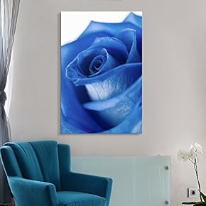 Canvas Wall Art - Closeup of a Blue Rose - Giclee Print Gallery Wrap Modern Home Art Ready to Hang - 12x18 inches