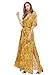 Milumia Women's Boho Vintage Print Split Tie Waist Maxi Dress Yellow Large