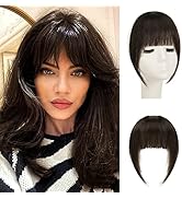 Sofeiyan Clip in Bangs 100% Human Hair Extensions French Bangs Flat Neat Bangs Clip on Air Bangs ...