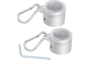 Anxingo 2Pcs Aluminum Alloy Flagpole Rotating Mounting Rings 360 Degree Anti-wrap Clips Grommet Fasteners with Carabiner Clam