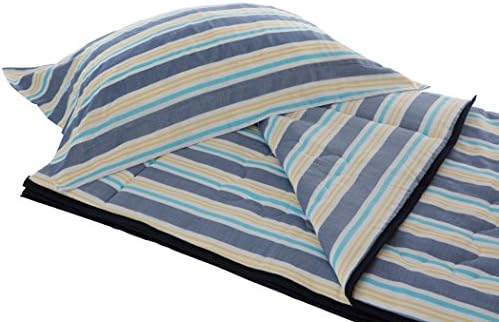 Henry and Brothers Kids' Quilt, Bunk Bed, Cotton Cloud (Navy, Yellow and Aqua Stripe)