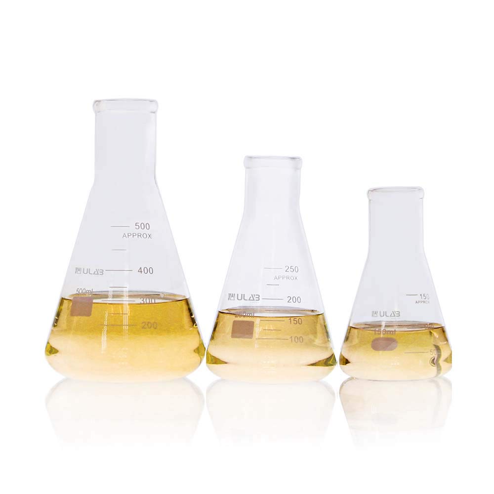 ULAB Scientific Conical Flask Set, Including Each 1pc of Vol.150ml 250ml and 500ml, Borosilicate 3.3 Glass Material, UEF1028