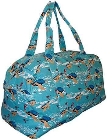 Sona G Designs - Overnighter Large Travel Duffle Duffel Bag - Monogram Personalization Available (Aqua Sea with Turtles)