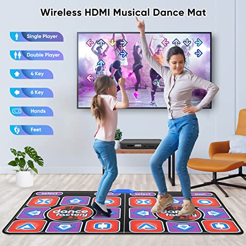 Mechprip Girls Dance Mat, 12 Keys Luminous Music Mat with Bluetooth and Music, Interactive Play Non-Slip for Kids, Adults, Girls and Boys