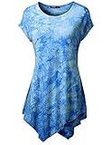 THANTH TWINTH Printed Tunic Plus Size Tie Dye Short Sleeve Handkerchief Hem Loose Fit Top