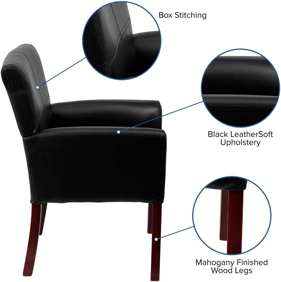 Flash Furniture Black Leather Side Chair: Furniture & Decor