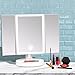 Fancii Trifold Vanity Mirror with LED Lights, Lighted Makeup Mirror with 5X 10x Magnifications - 34 Dimmable Natural Lights, Touch Screen Adjustable Countertop Table Mirror with Cosmetic Stand - Tria