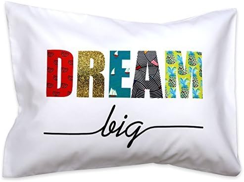 HappyHugs Dream Big Toddler Size Kids Pillowcase (White, 14 X 20.5 Inch)