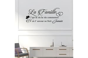 French Vinyl Mural Wall Decals Sticker – Family Wall Art for Living Room & Bedroom, Motivational Quote Wall Decoration, Home 