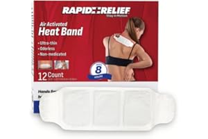 Rapid Relief Air Activated Heat Bands for Neck & Shoulders, 12 Pack – Targeted Heat Relief for Stiff Muscles, Shoulder Tensio