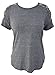 ZKESS Womens Slit Strappy Cut Out Shoulder Short Sleeve Round Neck Casual Girls Tees T Shirt Tops and Blouses Medium Size Grey