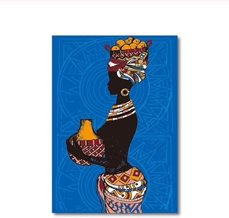 Amazon 美しいアフリカの黒人女性イラスト壁アートキャンバス絵画プリント壁絵手描きポスターリビングルーム家の装飾 50x70 Cmフレームなし ウォールステッカー オンライン通販