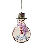 Enesco Jim Shore Heartwood Creek Gingerbread Christmas Snowman Hanging Ornament, 4.5 Inch, Multicolor