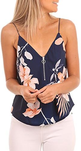 Srogem Womens Tops Women Tops, Clearance Ladies V Neck T-Shirt Sleeveless Zipper Front Vest Shirt Tank Blouse