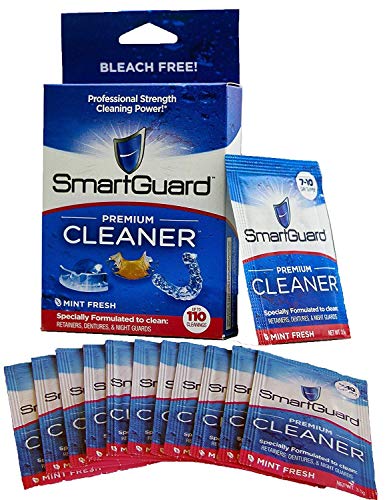 SmartGuard Premium Cleaner Crystals –(110 Cleanings)- Removes Stain, Plaque & Bad Odor from Dentures, Clear Braces…