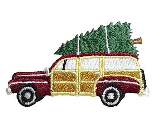 Christmas Woodie/Woody - Sedan with Tree - Iron On Applique/Embroidered Patch