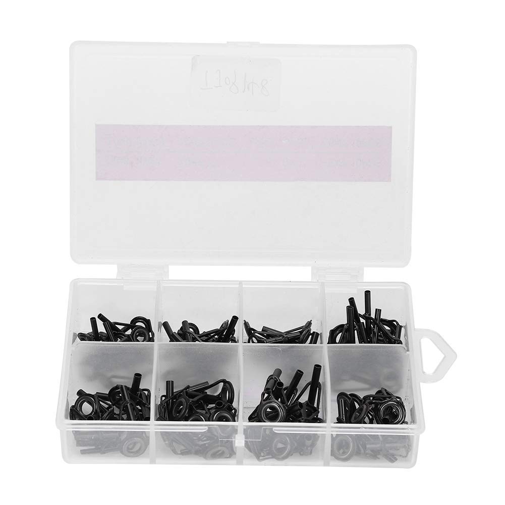 Alomejor 80pcs Fishing Rod Guides Set ProStainless Steel 8 Sizes Eye Ring Sea Fishing Pole Line Guide Set with Case for Saltwater Freshwater Fishing