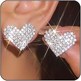 Hot Pink Heart Earrings for Women Red Rhinestone Earrings Wedding Bridesmaid Earrings Prom Jewelry