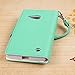 MPERO Nokia Lumia 730/735 Wallet Case, [Flex Flip] Cover with Card Slots and Wrist Strap (Mint Green)