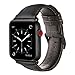 For Apple Watch Band 42mm, KYISGOS Retro Vintage Genuine Leather iWatch Replacement Band for Apple Watch Series 3 Series 2 Series 1, Brownish Black with Black Adapter
