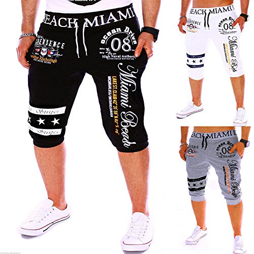 Men's Joggings Drawstring Elastic Waist Trousers Printing Loose Sports Pants Gray