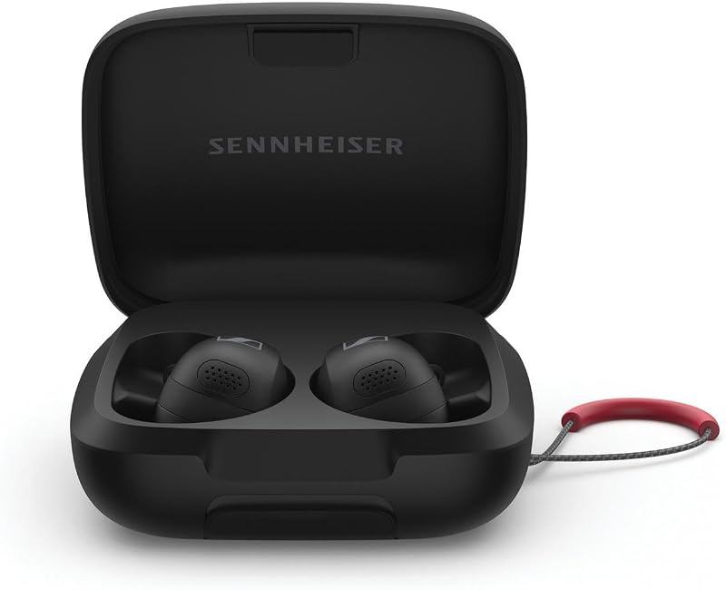 Auscultadores desportivos Sennheiser Momentum com ajuste de som desportivo e ANC adaptativo, ajuste seguro, bateria de 24 horas - preto