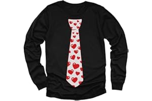Tstars Red Hearts Tie Kids Valentines Day Long Sleeve Shirt for Toddlers & Youth Boys Girls