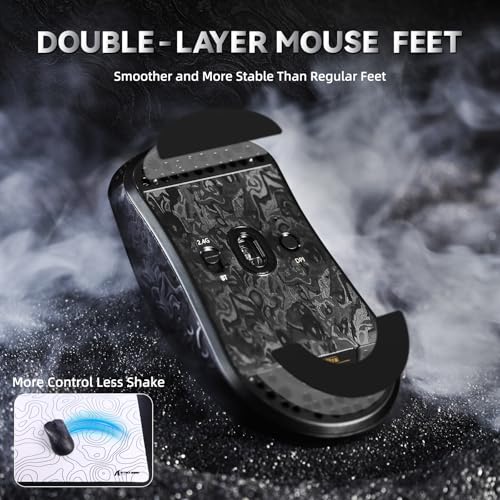 ATTACK SHARK R11 Ultra 8K Carbon Fiber Wireless Gaming Mouse,PAW3950 MAX Sensor,49g Ultra-Lightweight,Nordic 52840 MCU Chip,42000 DPI,Wired/BT/2.4GHz Wirelss Programmable Mouse for PC/Mac(Ink)